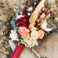 Ramo novia flor preservada granate y coral