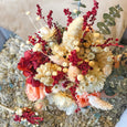 Ramo novia flor preservada granate y coral